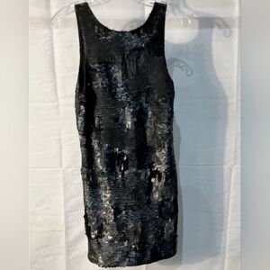 All Saints Black Sequin Backless Dress
